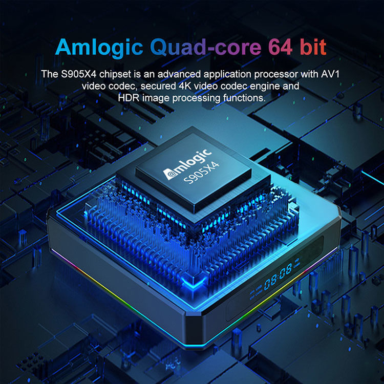 ARM Cortex A55 OTT Amlogic Android TV Box S905x4 Lettore multimediale Quad Core